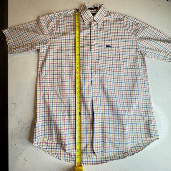 Faconnable Mens Short Sleeve Colorful Checked Shirt Sz Medium - Picture 10 of 11